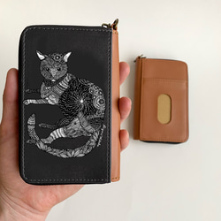＼選べるカラー／『マーガレットと桜の猫』ミニ財布　コインケース・パスケース 1枚目の画像
