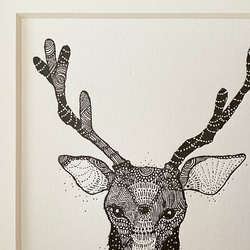活版印刷ペアポスター『雪の鹿 (雄・雌セット)』 A5　 2枚目の画像