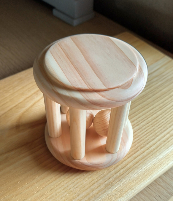 014　ヒノキのラトル　日本製　檜　木のおもちゃ 　デスクトップ　Wooden toy 1枚目の画像