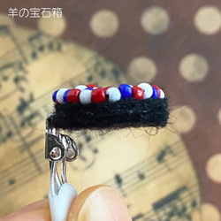 【キット】ビーズ刺繍イヤリング　トリコロールA 4枚目の画像