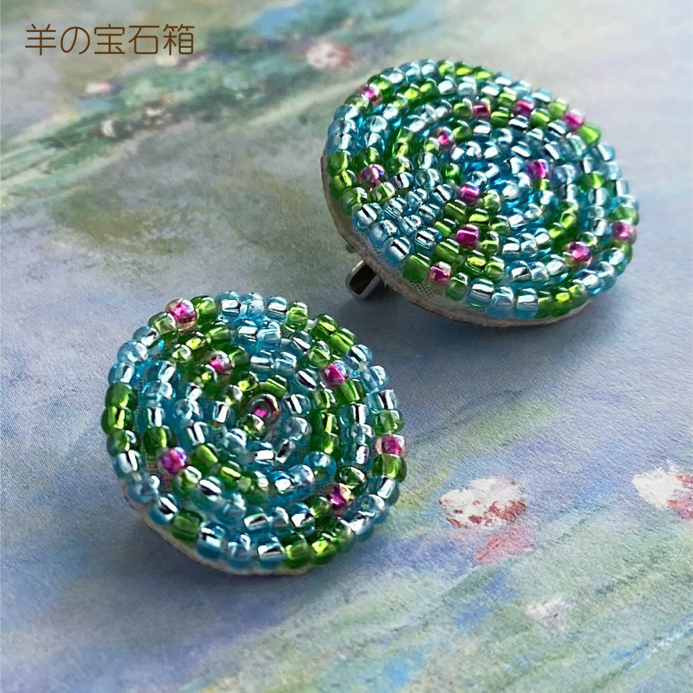 【美品】クレードモネ絵画ビーズ刺繍スエードパンプス21cm オートクチュールのビーズ・スパンコール刺繍 | 株式会社誠文堂