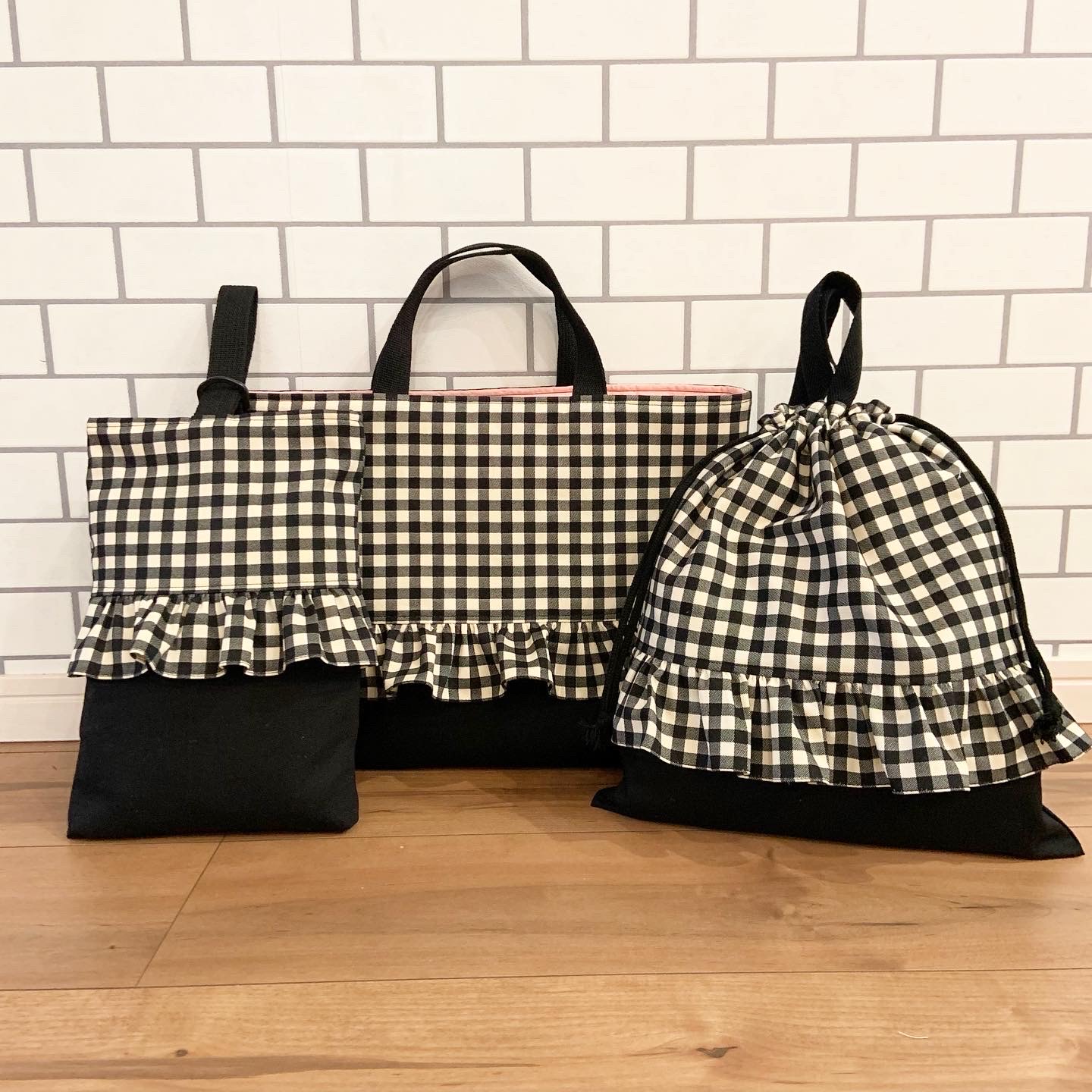 入園入学3点セット 【黒ハートヌビ×ダルメシアン】 女の子 レッスンバッグ 入園入学3点セット 【黒ハートヌビ×ダルメシアン】 女の子 レッスンバッグ