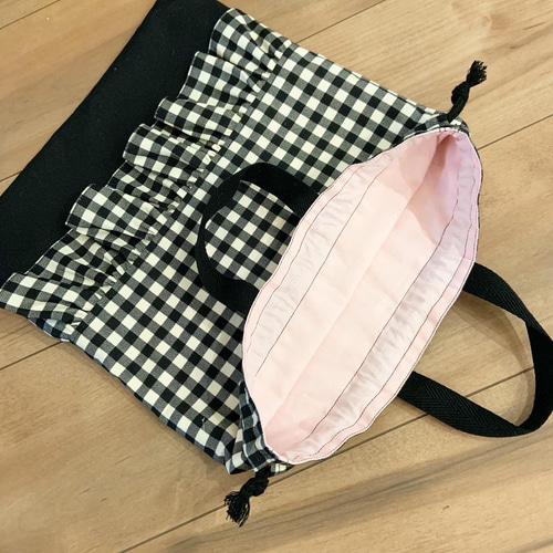 入園入学3点セット 女の子 黒×ギンガムチェック レッスンバッグ 入園入学3点セット 女の子 黒×ギンガムチェック レッスンバッグ