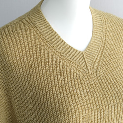 【秋におすすめ】手編み半袖ニットセーター 黄色 3枚目の画像
