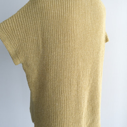 【秋におすすめ】手編み半袖ニットセーター 黄色 4枚目の画像