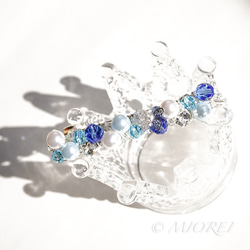 再販《No.008》Blue×Blue.2×8cm　大人可愛い大きめバレッタ　ブルー系フォーマルカジュアル 7枚目の画像