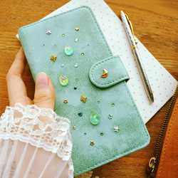 手帳型スマホケース『♡My Jewelry Box♡』 mintgreen ほぼ全機種注文可能 huaweiも！ 3枚目の画像