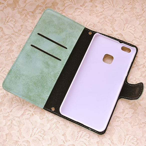 手帳型スマホケース『♡My Jewelry Box♡』 mintgreen ほぼ全機種注文可能 huaweiも！ 4枚目の画像