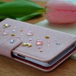 うさぎが戯れる手帳型スマホケース『♡Pink Jewelry Box♡』 ほぼ全機種注文可能android、iphone 2枚目の画像