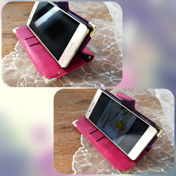 うさぎが戯れる手帳型スマホケース『♡Pink Jewelry Box♡』 ほぼ全機種注文可能android、iphone 5枚目の画像