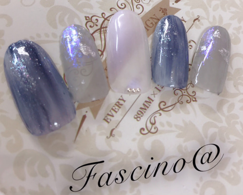 ブルーグレーネイル♡ ネイルチップ（つけ爪） fascino@ ファシーノ