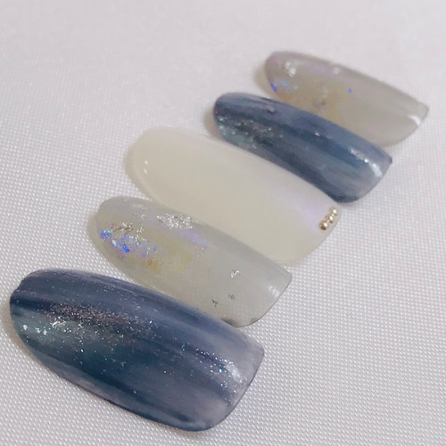ブルーグレーネイル♡ ネイルチップ（つけ爪） fascino