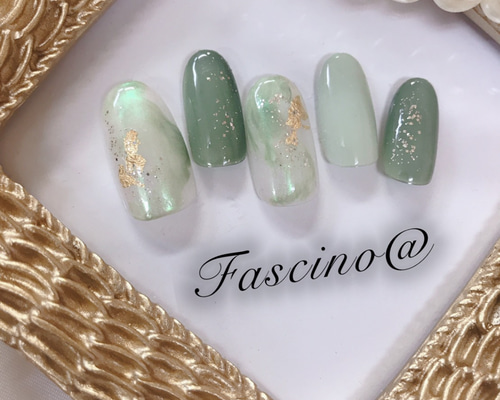 グリーンニュアンス ネイルチップ 0_23ce8ad04542f53fc83462aefbdc