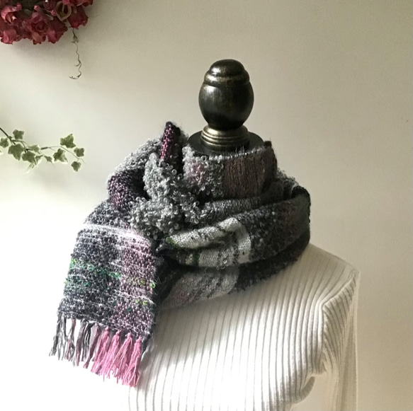 暖かい 手織り マフラー＊ウールマフラー/プレゼント(40) 2枚目の画像
