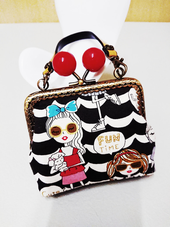 ハンドメイド がま口 珍しかっ がま口ポーチ キラキラガールズ 売買 