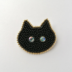 ビーズ刺繍♢黒猫のブローチ ブローチ isoa/イソア 通販 10885696