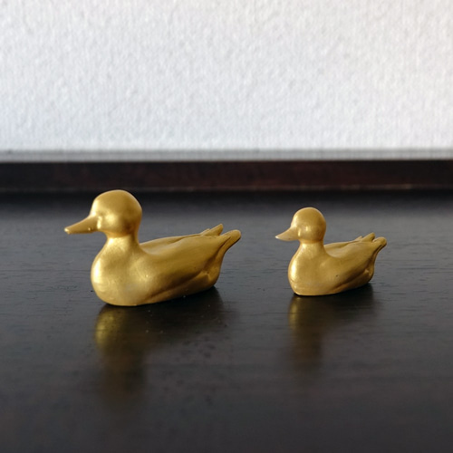黄金のカモかもしれない鴨【二羽セット】 立体・オブジェ