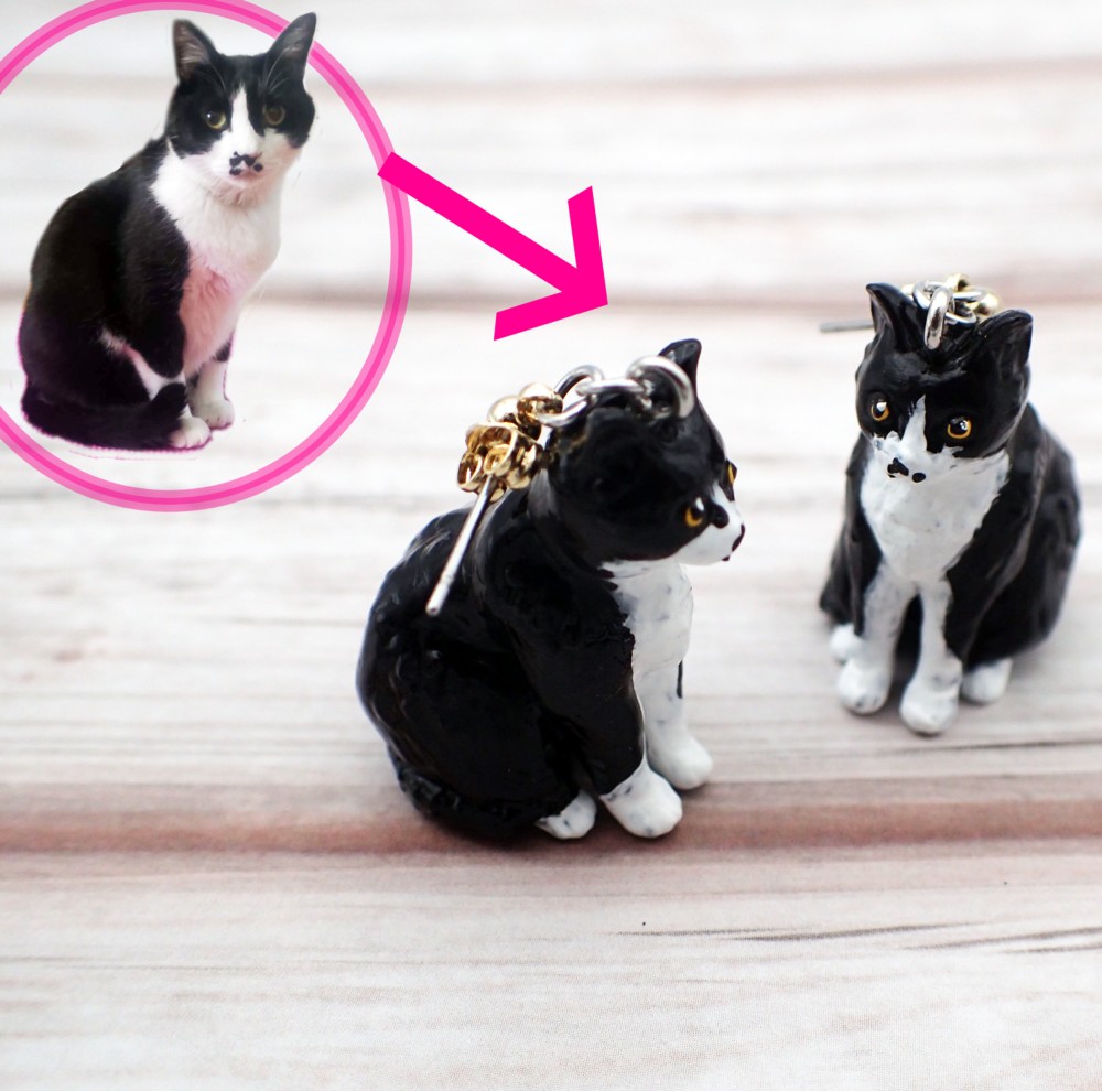 【オーダーメイドご指定のネコのお色にします】お座りネコのピアス