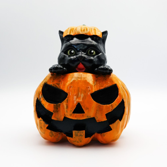 【オーダーメイド】猫ちゃんのびっくりハロウィンかぼちゃ 7枚目の画像