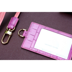 オーダーメイドクロコのパスケース カードケース IDケース 縦型 選べる 色 ネックストラップ 1枚目の画像