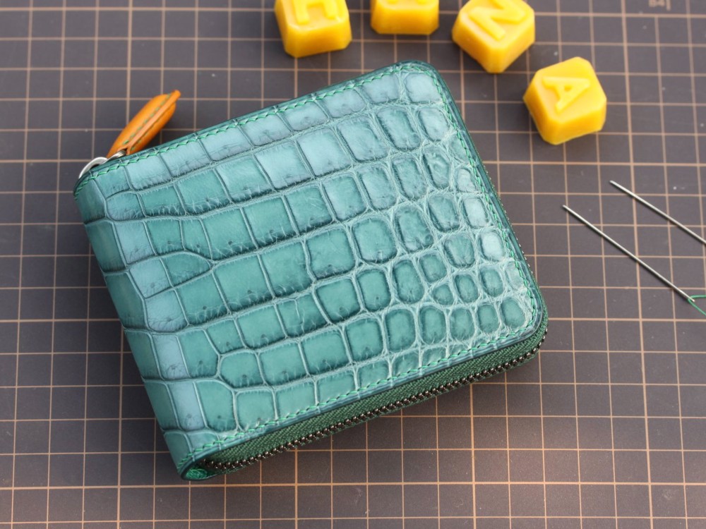 クロコダイル財布 ラウンドファスナーミニ財布 財布小さい 二つ折り