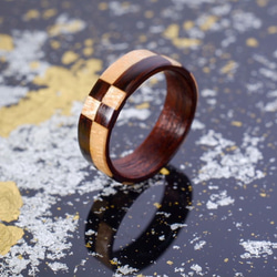 木のゆびわ 絢-aya- 市松 2枚目の画像