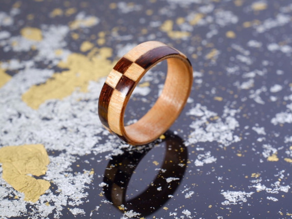 木のゆびわ 絢-aya- 市松 3枚目の画像