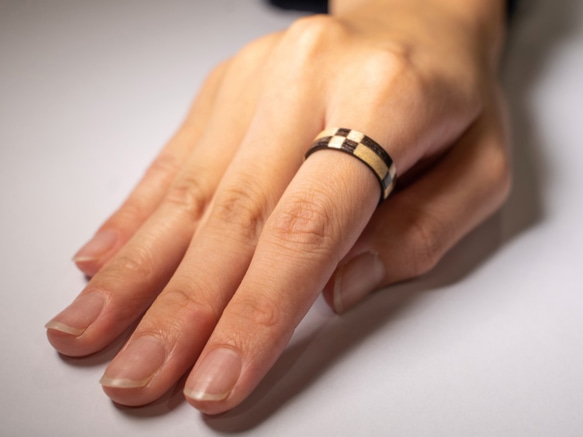 木のゆびわ 絢-aya- 市松 4枚目の画像