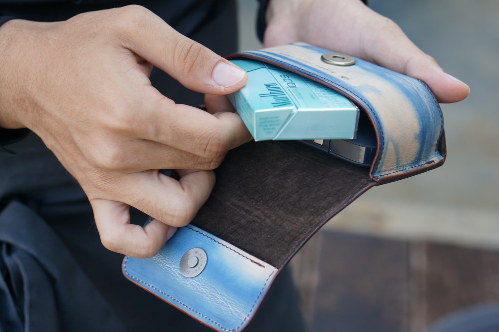 【受注製作】福山レザーiQOSケース／アイコスケース／藍染レザー／瀬戸内の空