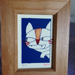 額無しシルクスクリーン応用絵画title「今年もよろしく猫」6分の1