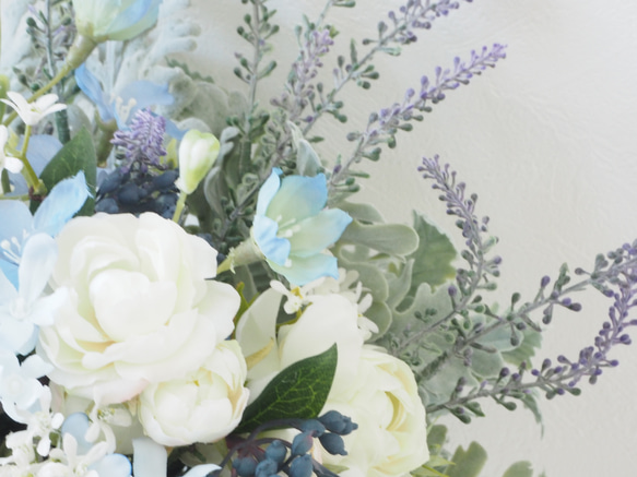 Wedding Bouquet & Boutonnier / White & Blue 10parts