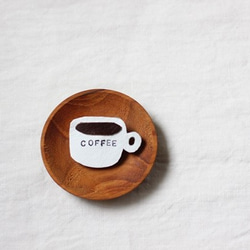 coffeeカップの革ブローチ 1枚目の画像