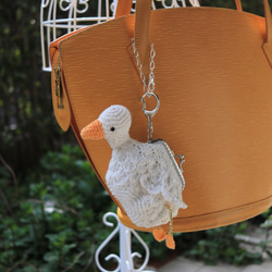 受注制作】アヒル コールダックのがま口財布小銭入れ ICカード入れ