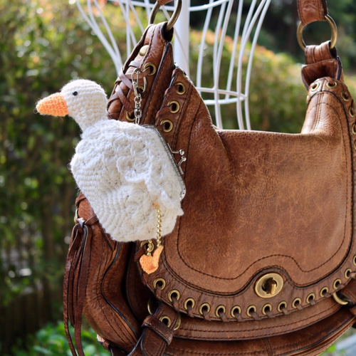 受注制作】アヒル コールダックのがま口財布小銭入れ ICカード入れ