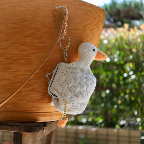 受注制作】アヒル コールダックのがま口財布小銭入れ ICカード入れ