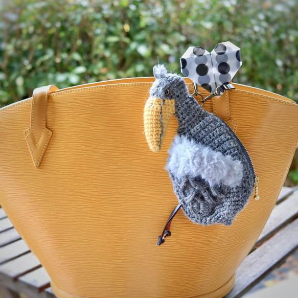 ハシビロコウのミニポーチ 小銭入れ 春待ちハシビロコウ ポーチ ハート