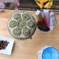 【受注制作】チュニジアンクロッシェのケメックスカバー『sprout』 コーヒーコージー  3カップ用カバー 6枚目の画像