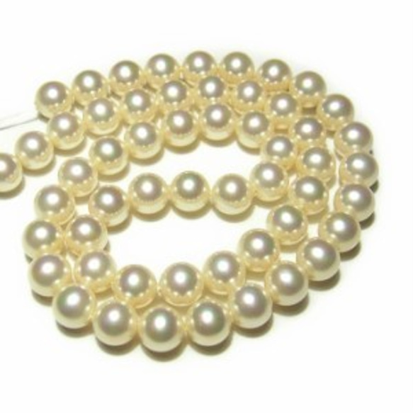 白色 6mm 球玫瑰球（散裝） 40cm 優質日本製造貝殼珍珠 第1張的照片