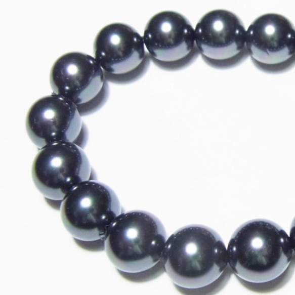 40cm高品質日本產貝殼珍珠黑色8mm圓球（散裝） 第1張的照片