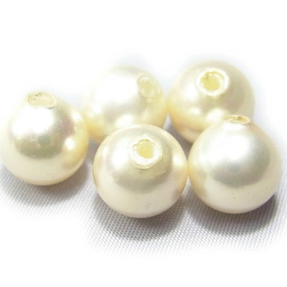 白色5mm球單孔優質日本貝殼珍珠10 第1張的照片
