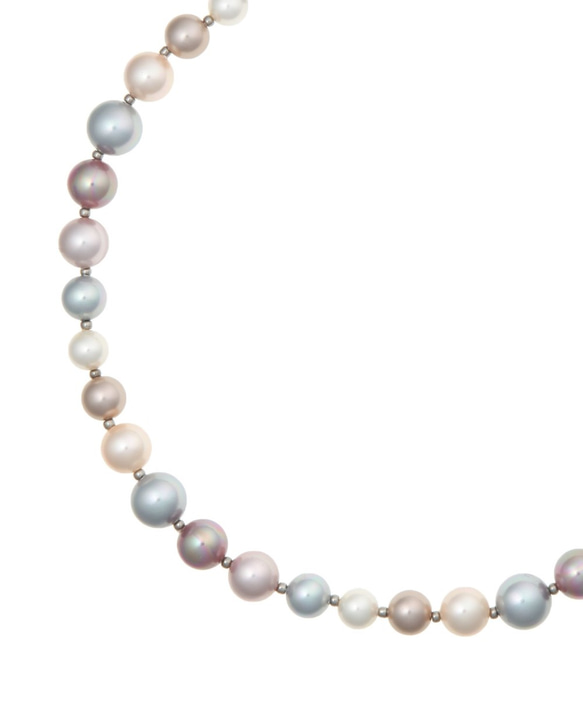 パープルグレーマルチ貝パール ショートネックレス 2枚目の画像