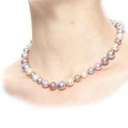 パープルグレーマルチ貝パール ショートネックレス 3枚目の画像