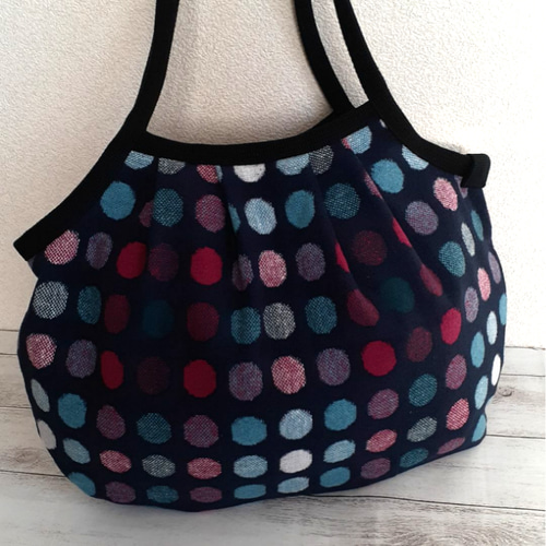 グラニーバッグ ウール混シャンブルドット ショルダーバッグ  