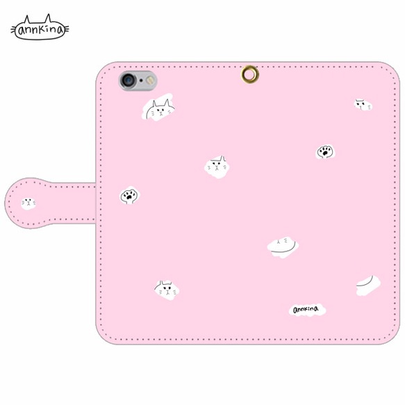 【送料無料】【猫好きさん☆】チラ見えねこちゃん手帳型スマホケース(pink) 1枚目の画像