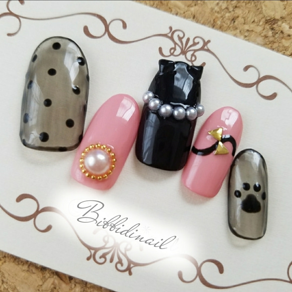 3dネイルパーツ ねこ 肉球 黒猫 ネイルパーツ 猫ネイルパーツ☆黒猫クロネコ - メルカリ