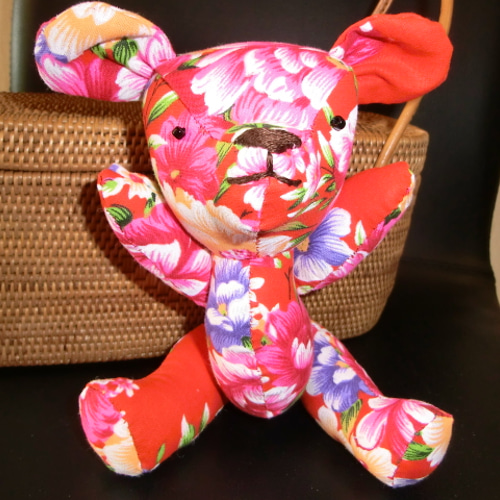 台湾・客家花布テディベア(赤) その他人形 narunaru 通販 21074