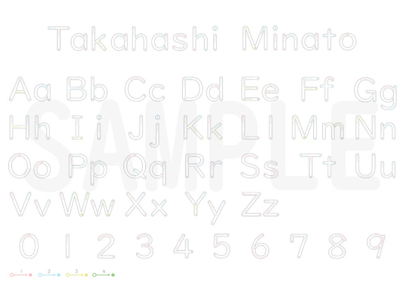 アルファベット ･ 数字 練習シート 【 名前 ＆ 書き順 入り♪ 】 3枚目の画像