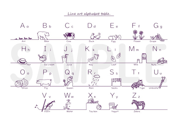 ほっこりイラストのアルファベット表【即日受取可能】 3枚目の画像