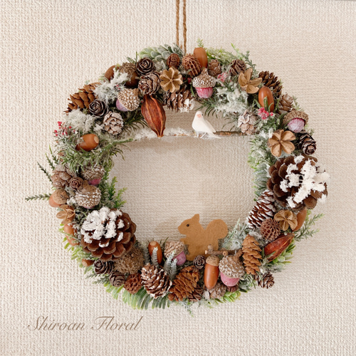 冬の森の動物たちリース｜クリスマスリース リース Shiroan Floral