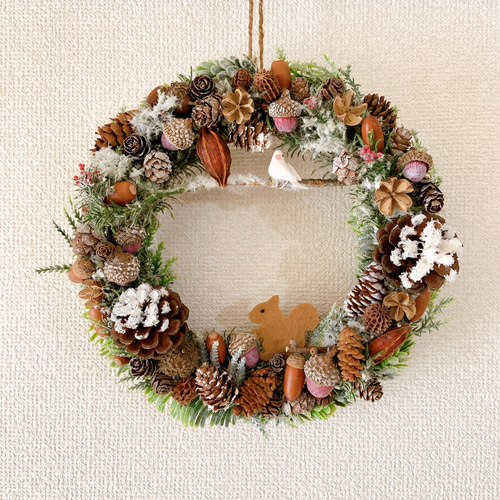 冬の森の動物たちリース｜クリスマスリース リース Shiroan Floral